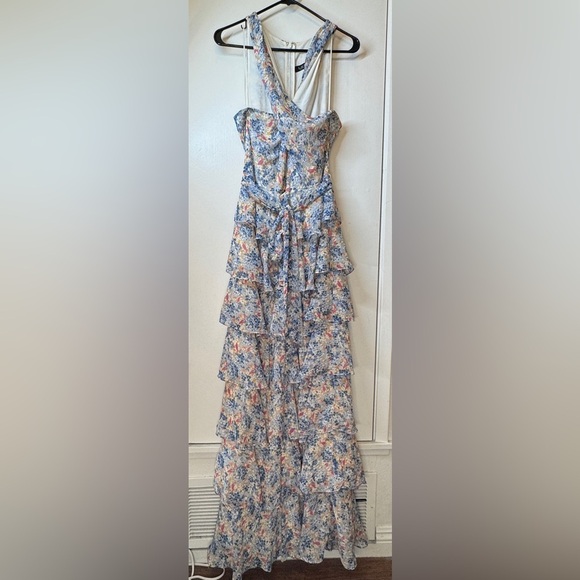 Lauren Ralph Lauren Floral Crinkle Georgette Halter Criss Cross Ruffle Dress 16 - Picture 3 of 16